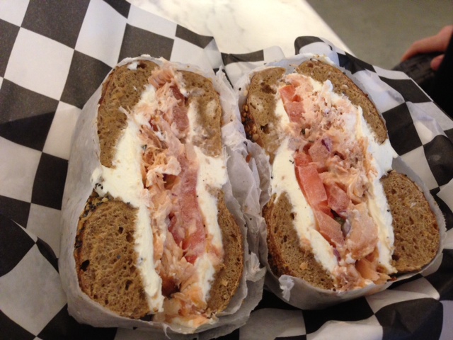 Salmon and Cream Cheese Bagel 
